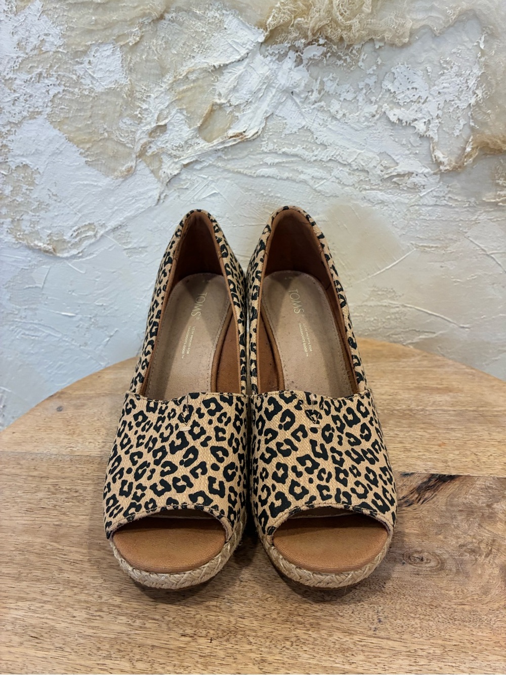 Toms Women’s Leopard Espadrille Wedge Heels Size 7